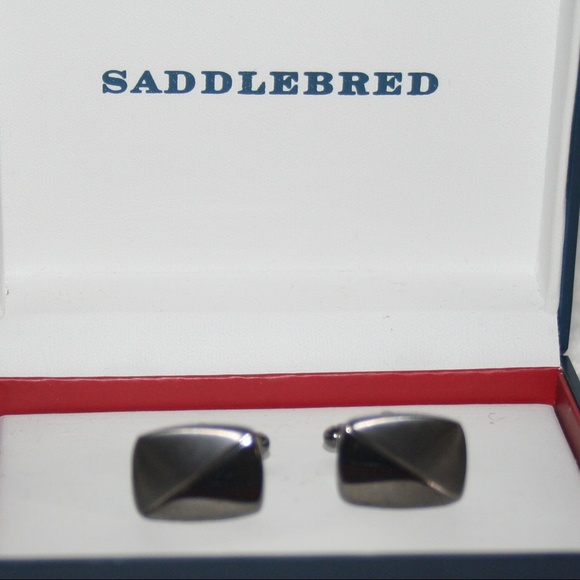 SADDLEBRED  MEN'S RECTANGLE CUFF LINKS  PEWTER - Picture 1 of 5